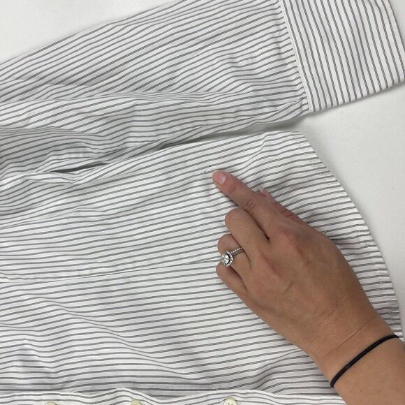 Talbots White Pinstriped Button Down Dress Career Shirt Size 8 Cotton Stretch - Picture 4 of 6